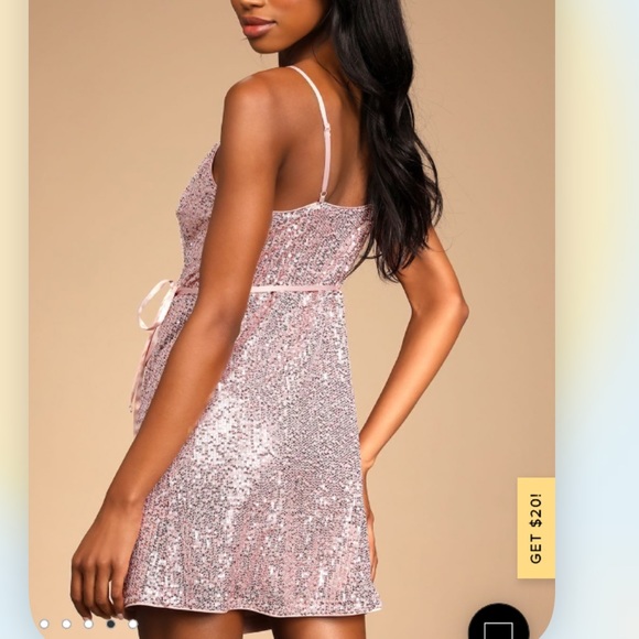Lulus All That Glistens Light Pink Sequin Wrap Mini Dress - Picture 5 of 6